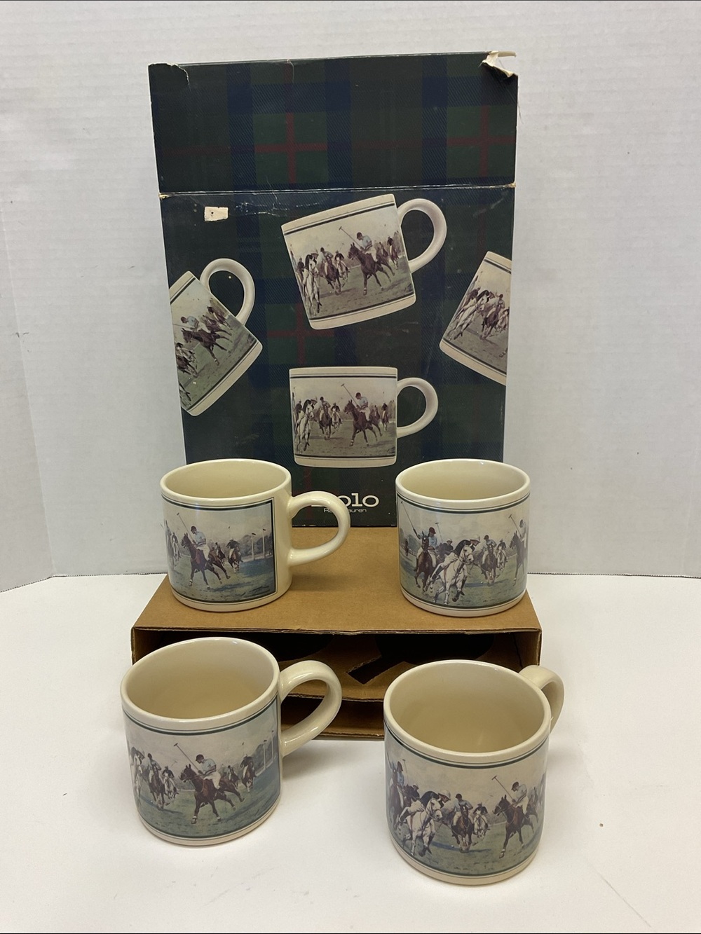 Vintage Polo Ralph Lauren Country Mug Set of 4 Gift Holiday Collectible